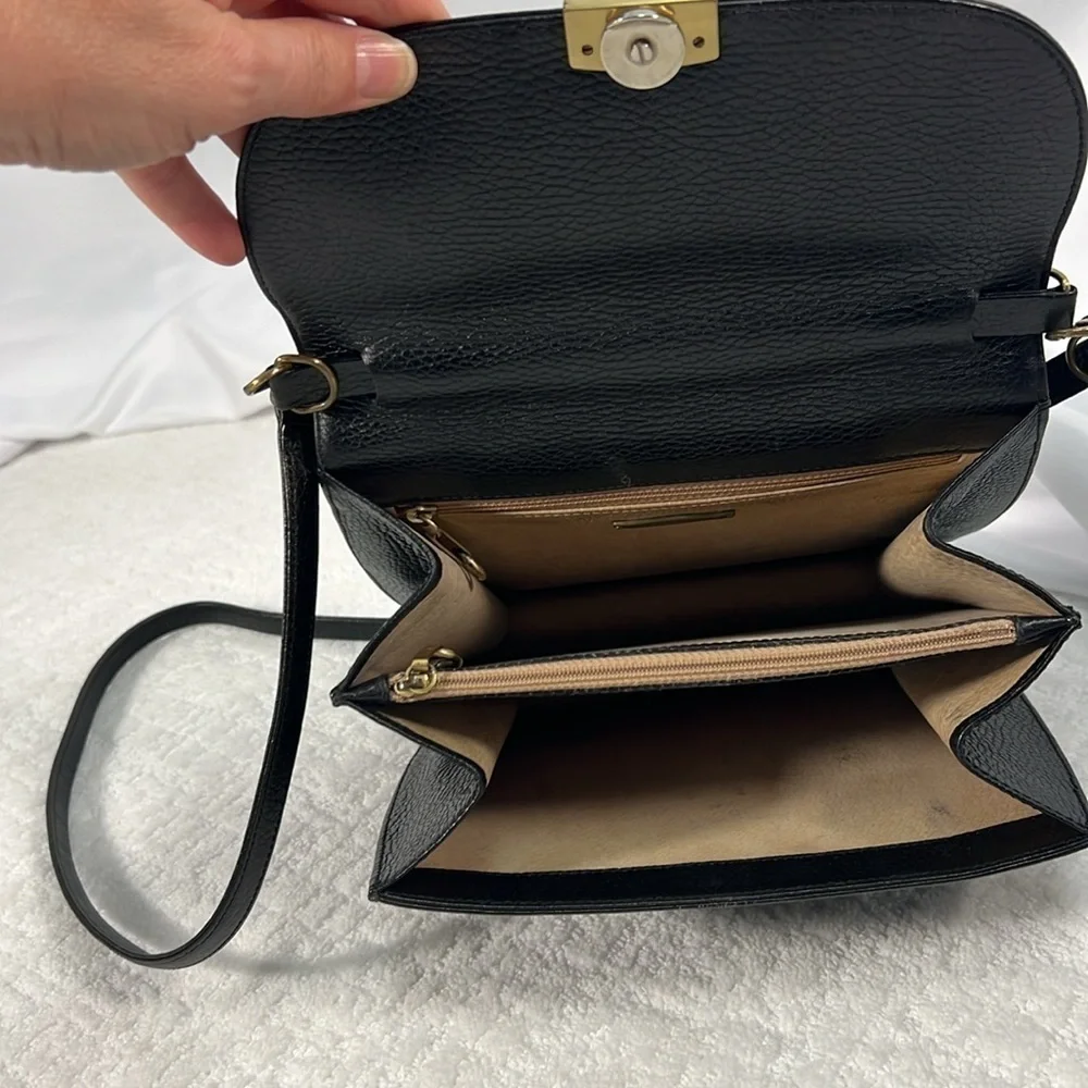 Vintage Mark Cross 1845 leather top handle crossbody bag black - Picture 6 of 16